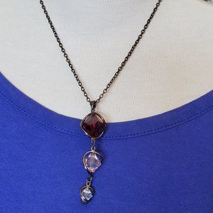 16" Gunmetal Colored Bead Drop Pendant Necklace Casual Women Fashion Design